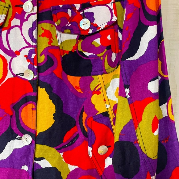 Ruby Rd Purple Red Orange Abstract Design Linen Blend Button Front Jacket Sz 12 - Picture 8 of 8